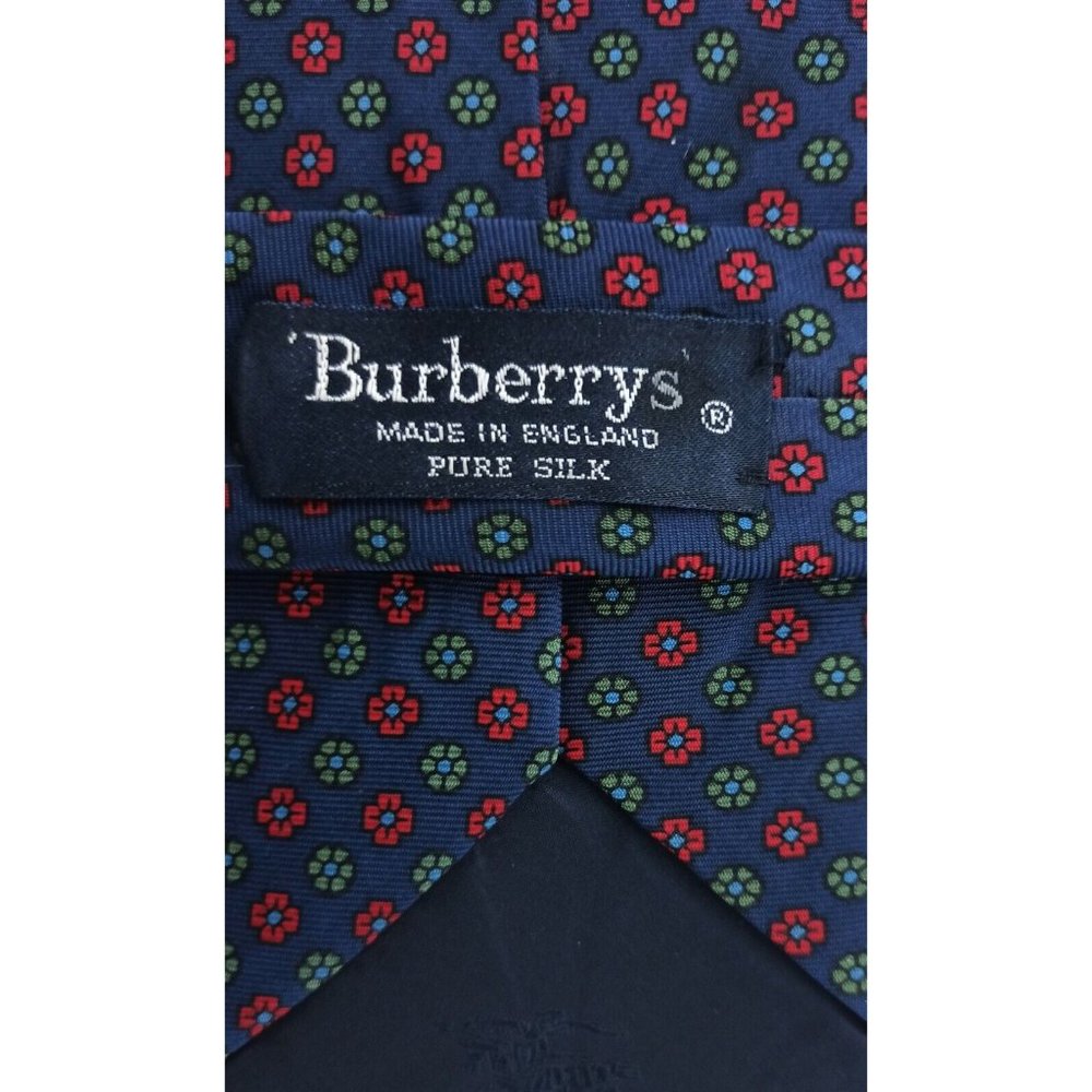 BURBERRYS Blue Floral Silk Tie ENGLAND 57"/ 3.7" EC - Picture 2 of 4
